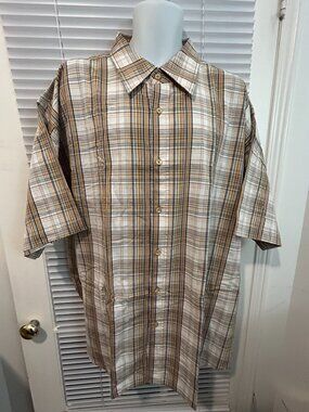 vintage KOMAN colorful plaids button front short sleeves casual shirt